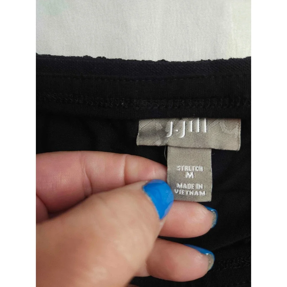 J. Jill Black Stretch Rayon Lycra Midi Skirt Elastic Waist Size Medium